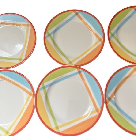 6 Villeroy & Boch Bonjour Monsieur Striped 8 1/4" Salad Side Plates - Picture 2 of 8